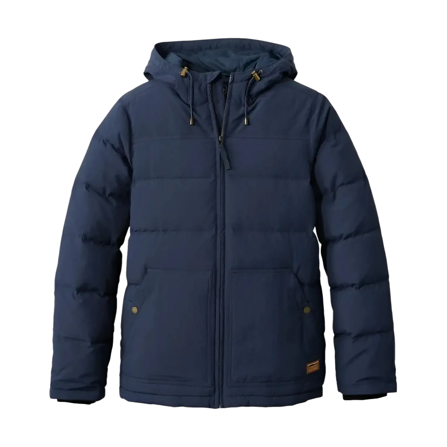 LL Bean Men's Bean's Utility Puffer Jacket in nautical navy, flat front view