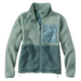 L.L. Bean Women's Mountainside Colorblock Fleece Jacket in faded sage & balsam, front view
