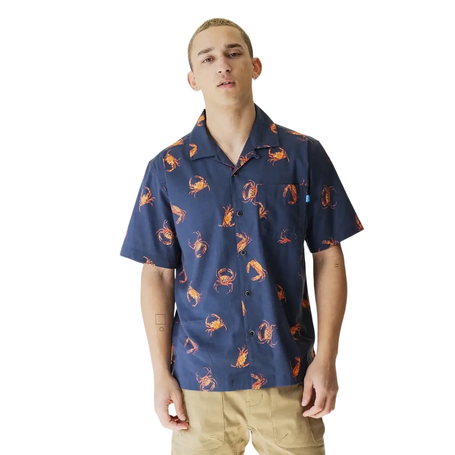 KAVU Men's Bainbridge Shirt in Dungeness, on model front view