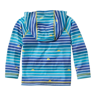 L.L. Bean Toddler's Everyday SunSmart® Hooded Long Sleeve Tee in cool blue, back flat
