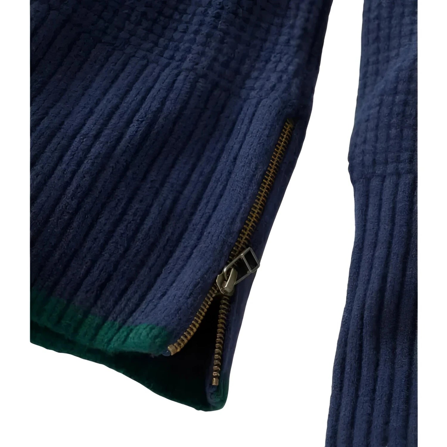 L.L. Bean Women's SuperSoft Waffle Turtleneck Fair Isle Sweater in classic navy & mariner blue, hem zipper detail