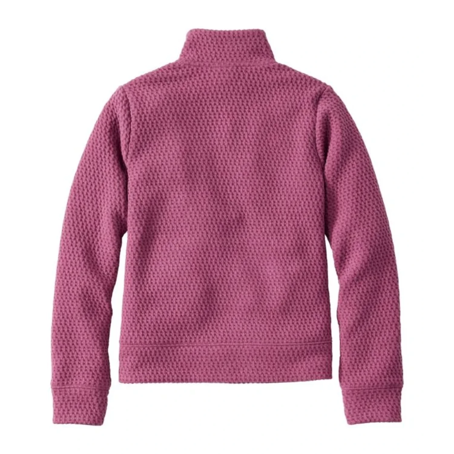 L.L. Bean Kid's Ridgeknit Quarter Zip Pullover in muted plum, flat back view