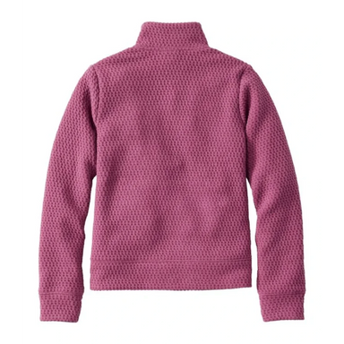 L.L. Bean Kid's Ridgeknit Quarter Zip Pullover in muted plum, flat back view