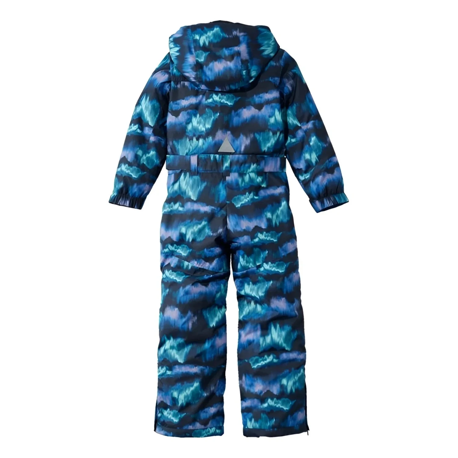 L.L. Bean Kid's Cold Buster Snowsuit in aurora print, back view