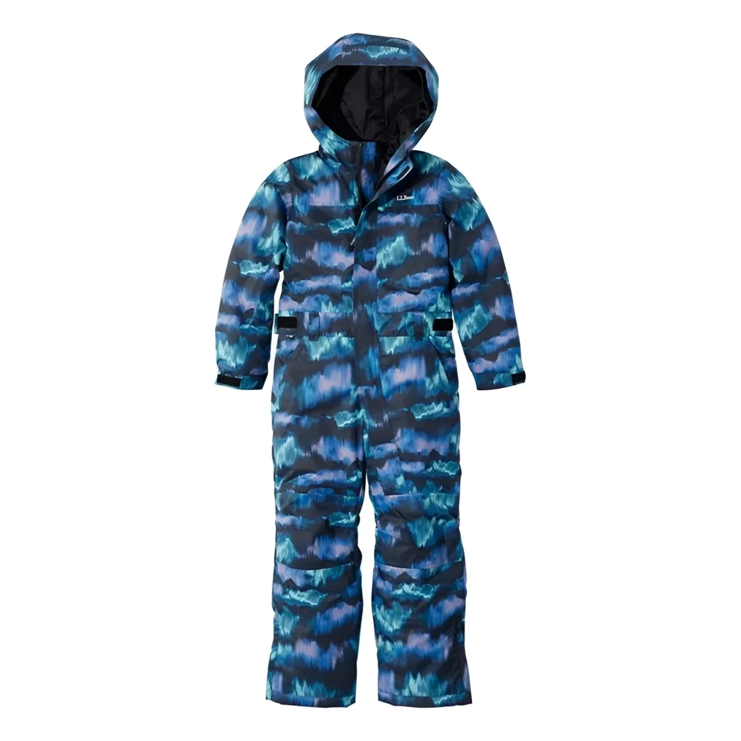 L.L. Bean Kid's Cold Buster Snowsuit in aurora print, front view