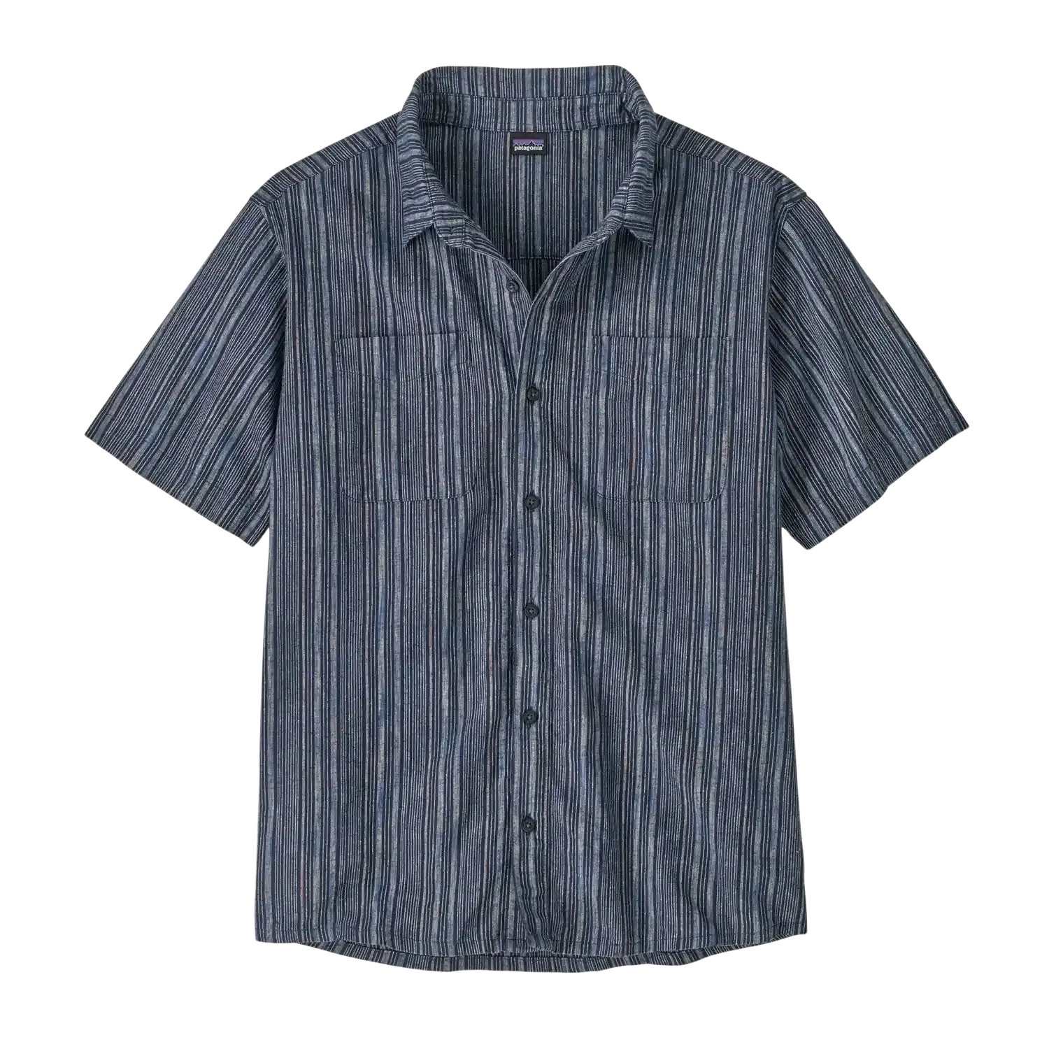 Patagonia Men's Back Step Shirt in rapids & new navy, front view