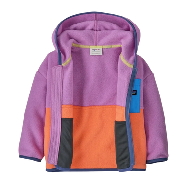 Patagonia Baby Synchilla® Fleece Hoody in brisk purple, front view unzipped