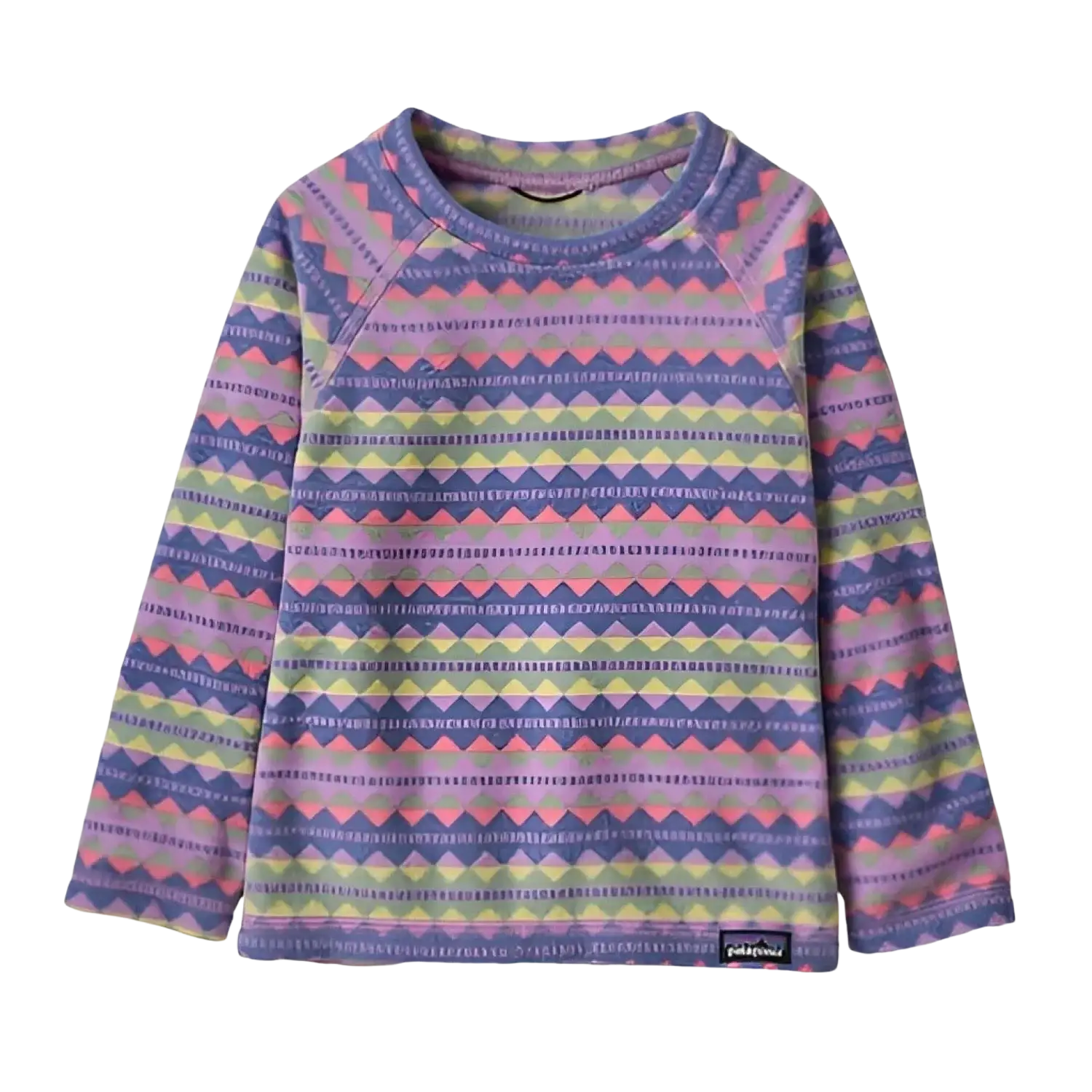 Patagonia Baby Micro D® Fleece Crew in diamond stripe & brisk purple, flat front view