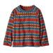 Patagonia Baby Micro D® Fleece Crew in diamond stripe & sizzle red, flat front view