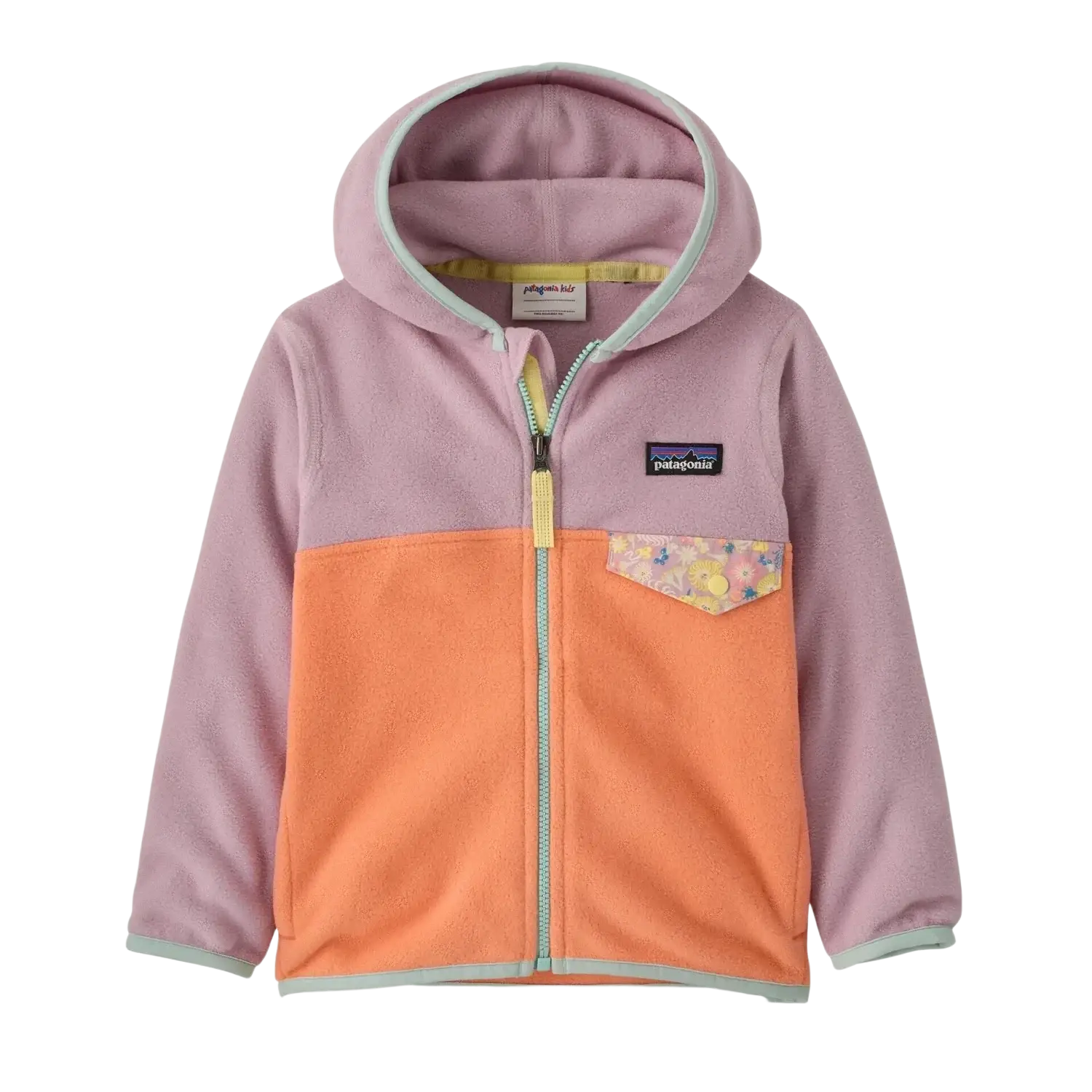 Patagonia Baby Micro D® Snap-T® Fleece Jacket in peach sherbet & quiet violet, front view