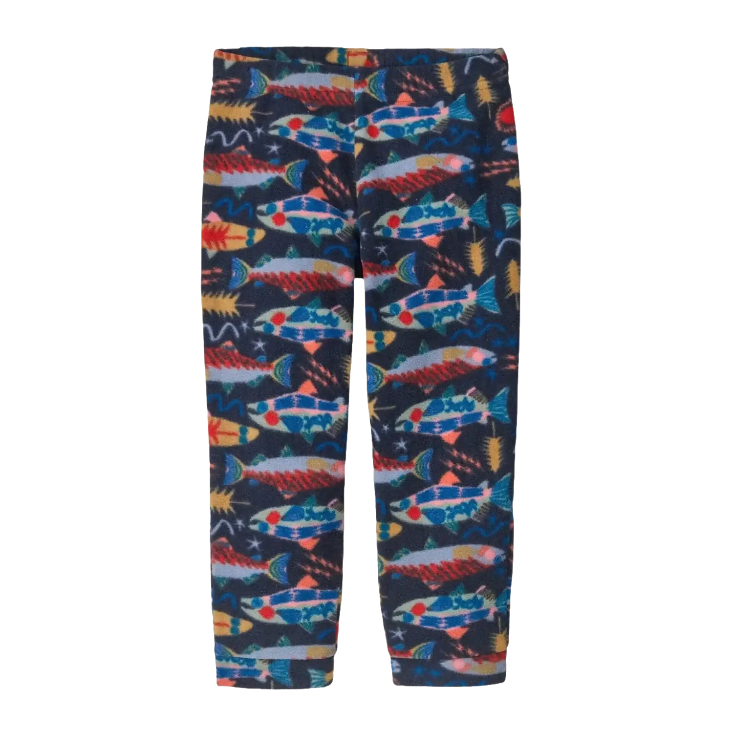Patagonia Baby Micro D® Fleece Bottoms in salmon energy & new navy, front view
