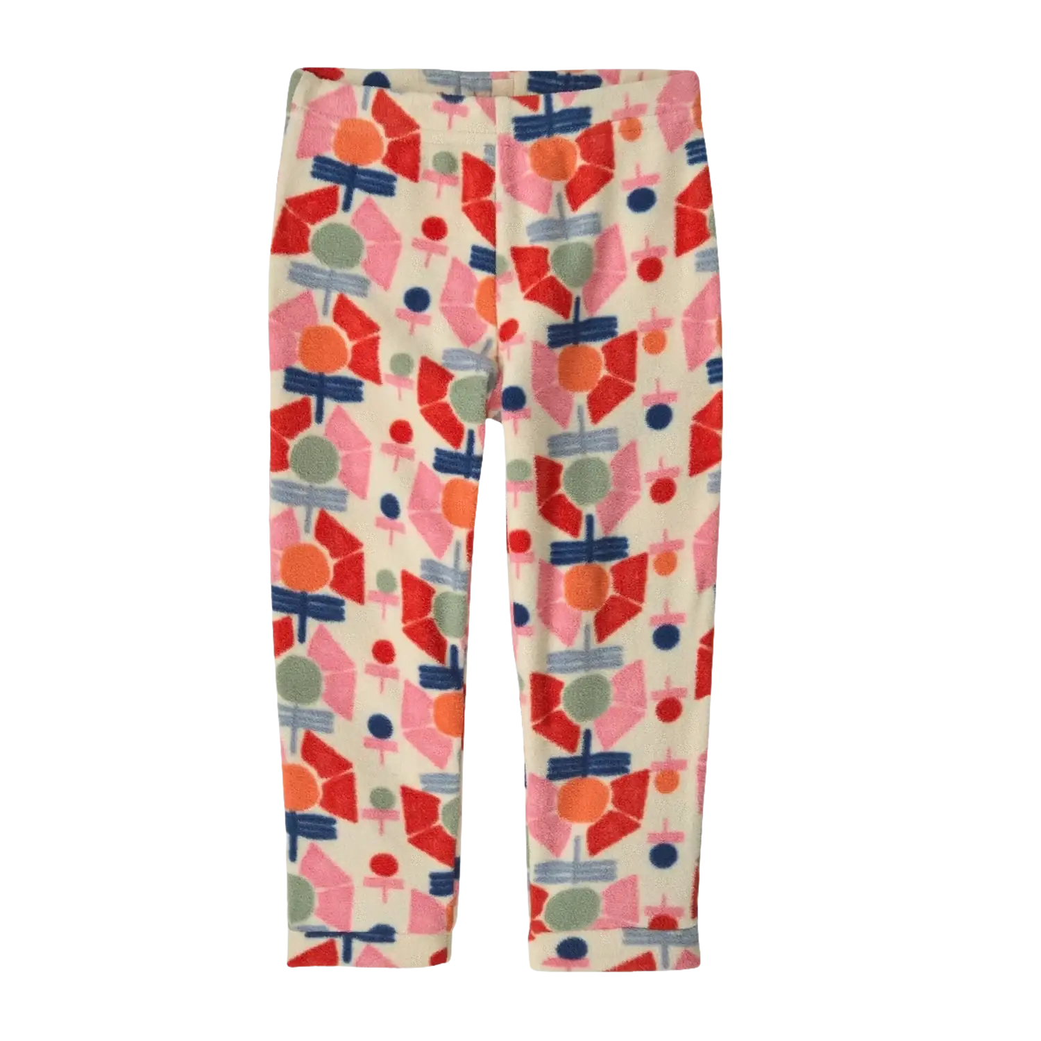 Patagonia Baby Micro D® Fleece Bottoms in stamped floral & natural, front view