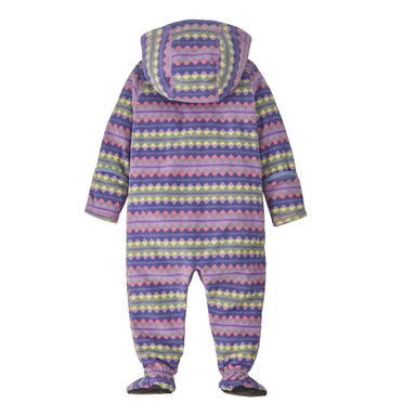 Patagonia Baby Micro D® Fleece Bunting in diamond stripe & brisk purple, flat back view