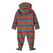 Patagonia Baby Micro D® Fleece Bunting in diamond stripe & sizzle red, flat back view