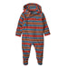 Patagonia Baby Micro D® Fleece Bunting in diamond stripe & sizzle red, flat front view