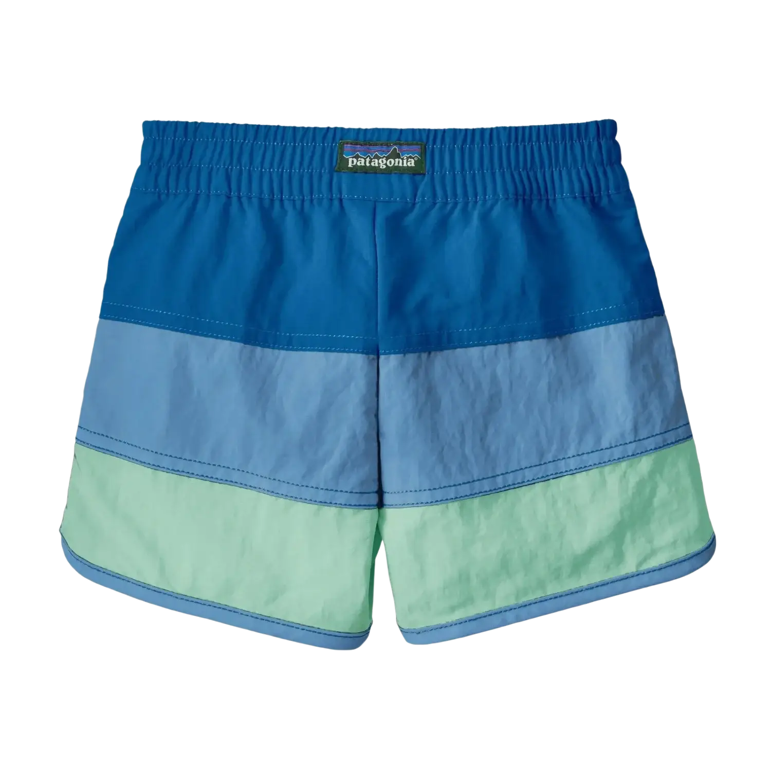 Patagonia Baby Boardshorts in aquatic blue, back view 