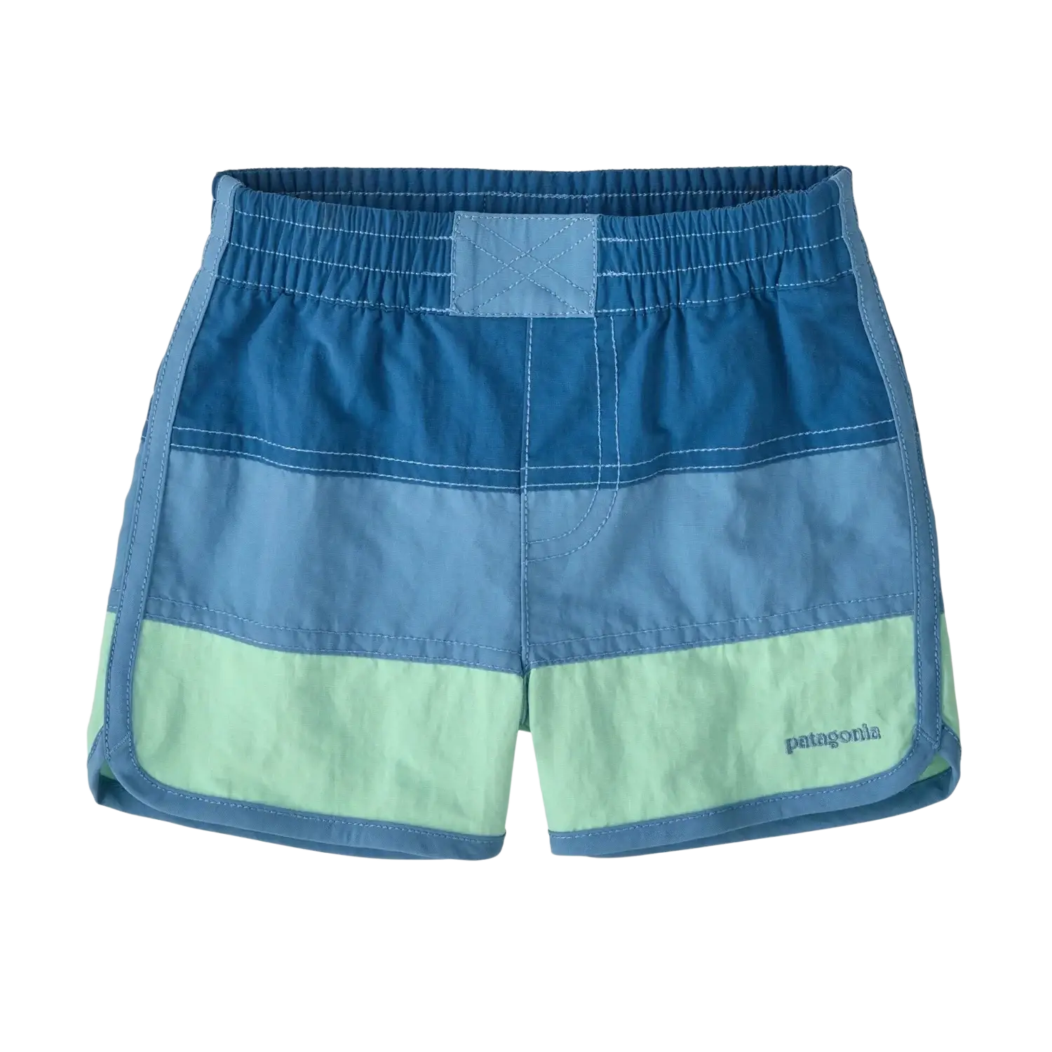 Patagonia Baby Boardshorts in aquatic blue, front view