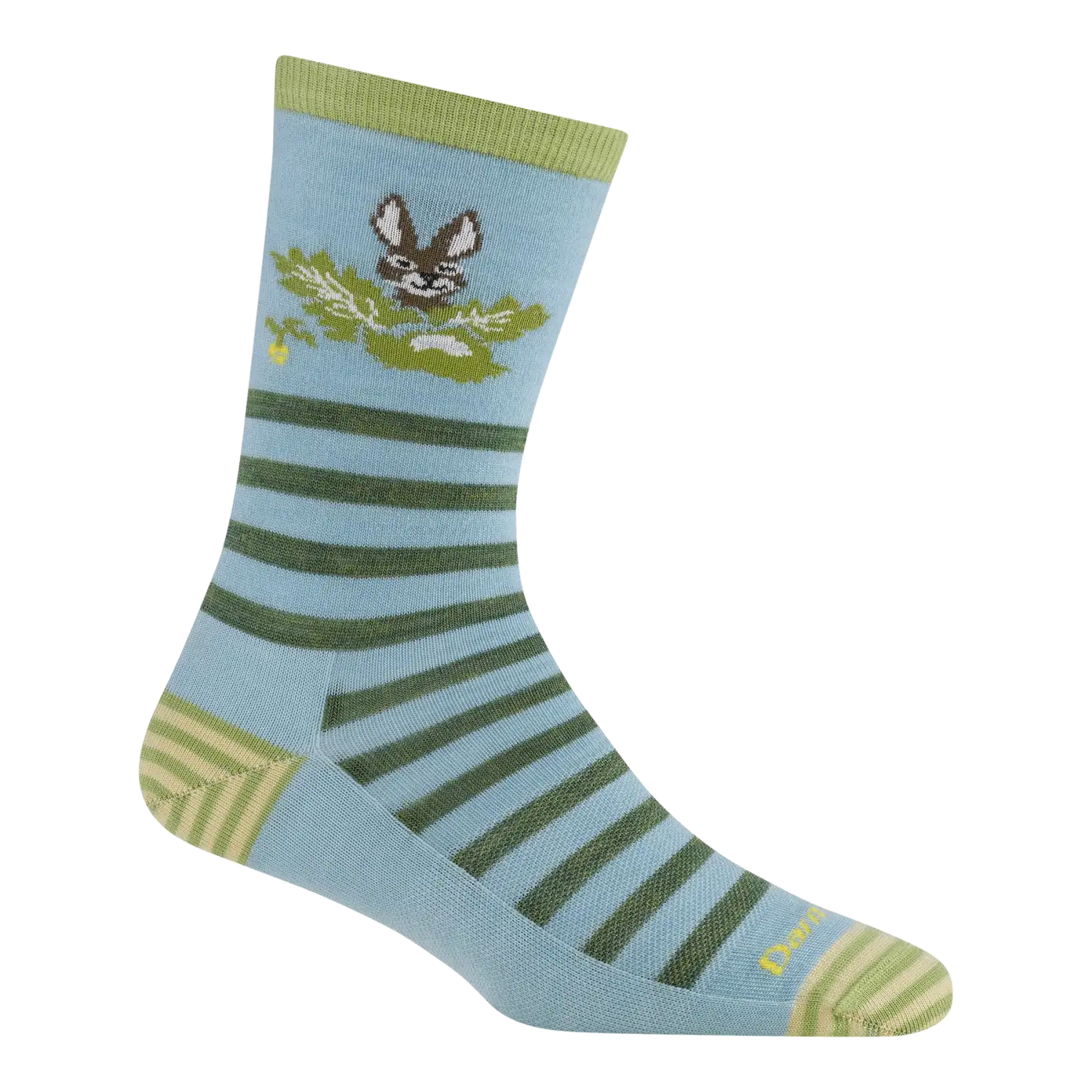 Darn Tough Women's Animal Haus Crew Lightweight Lifestyle Sock in bunny blue, inside view