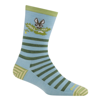 Darn Tough Women's Animal Haus Crew Lightweight Lifestyle Sock in bunny blue, inside view
