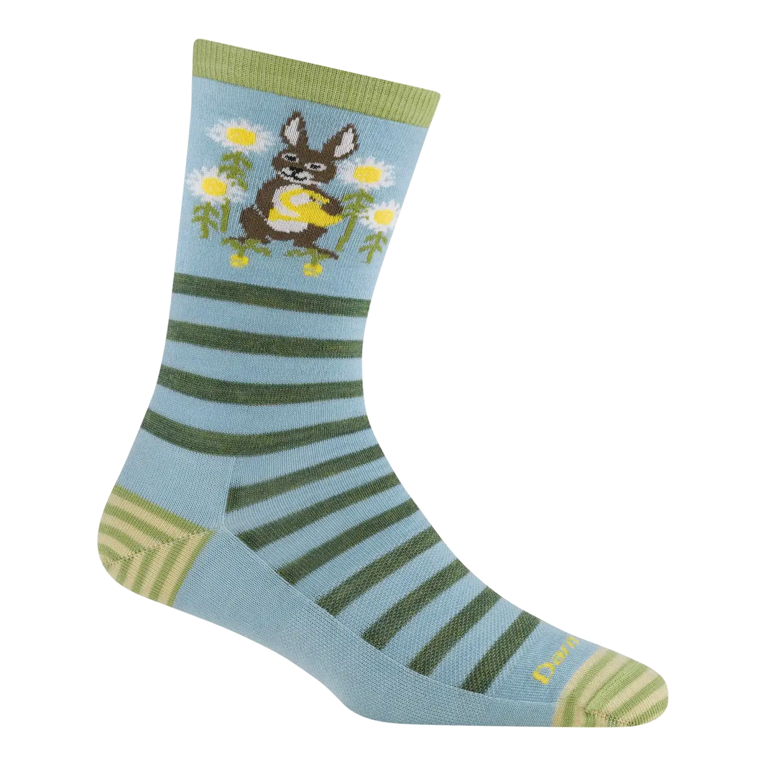 Darn Tough Women's Animal Haus Crew Lightweight Lifestyle Sock in bunny blue, side view