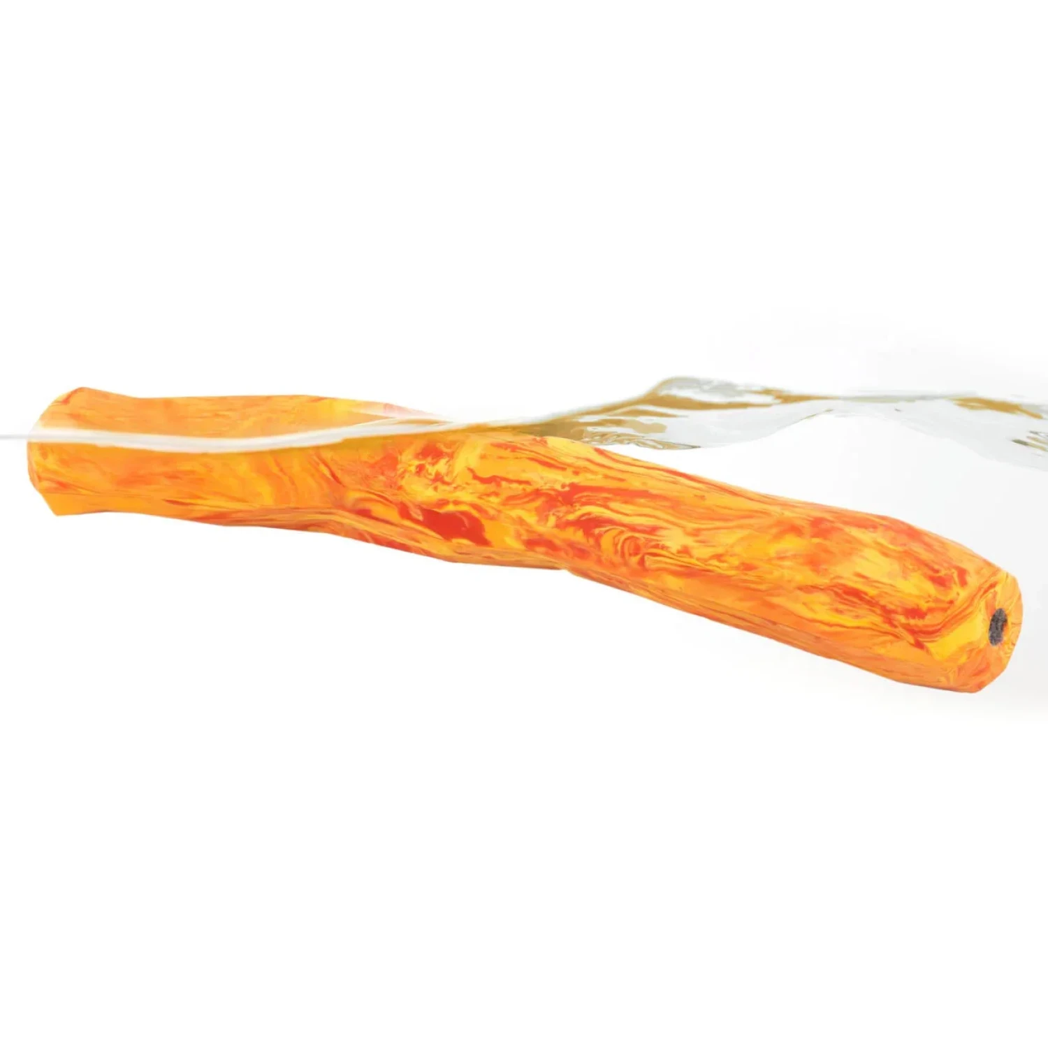 Ruffwear Gnawt-a-Stick Dog Toy in salamander orange, floating