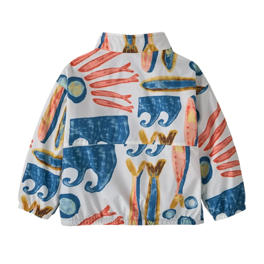 Patagonia Baby Fleece Lined Windbreaker Jacket in sardines & natural, flat back view
