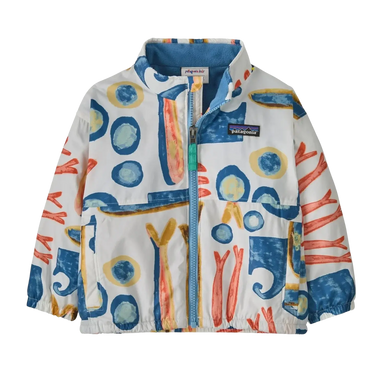 Patagonia Baby Fleece Lined Windbreaker Jacket in sardines & natural, flat front view