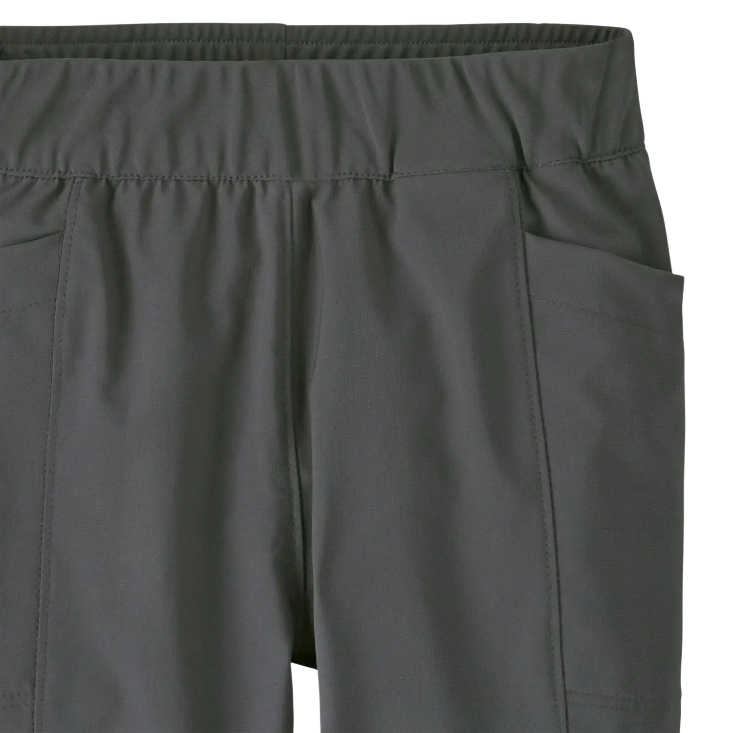 Patagonia Baby Terrebonne Joggers in forge grey, front waist detail view