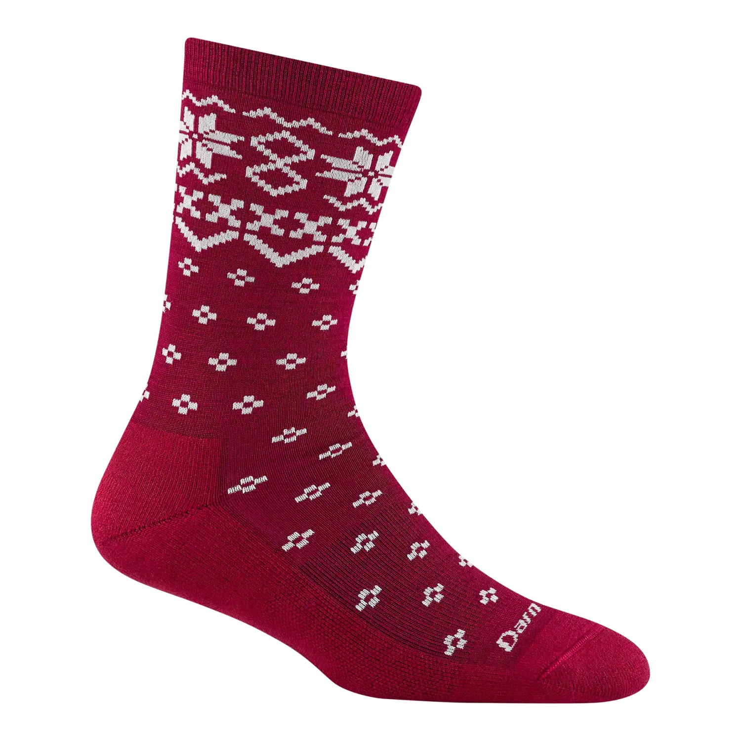Darn Tough Women's Shetland Crew Lightweight Lifestyle Sock  in burgundy, side view
