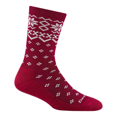 Darn Tough Women's Shetland Crew Lightweight Lifestyle Sock  in burgundy, side view