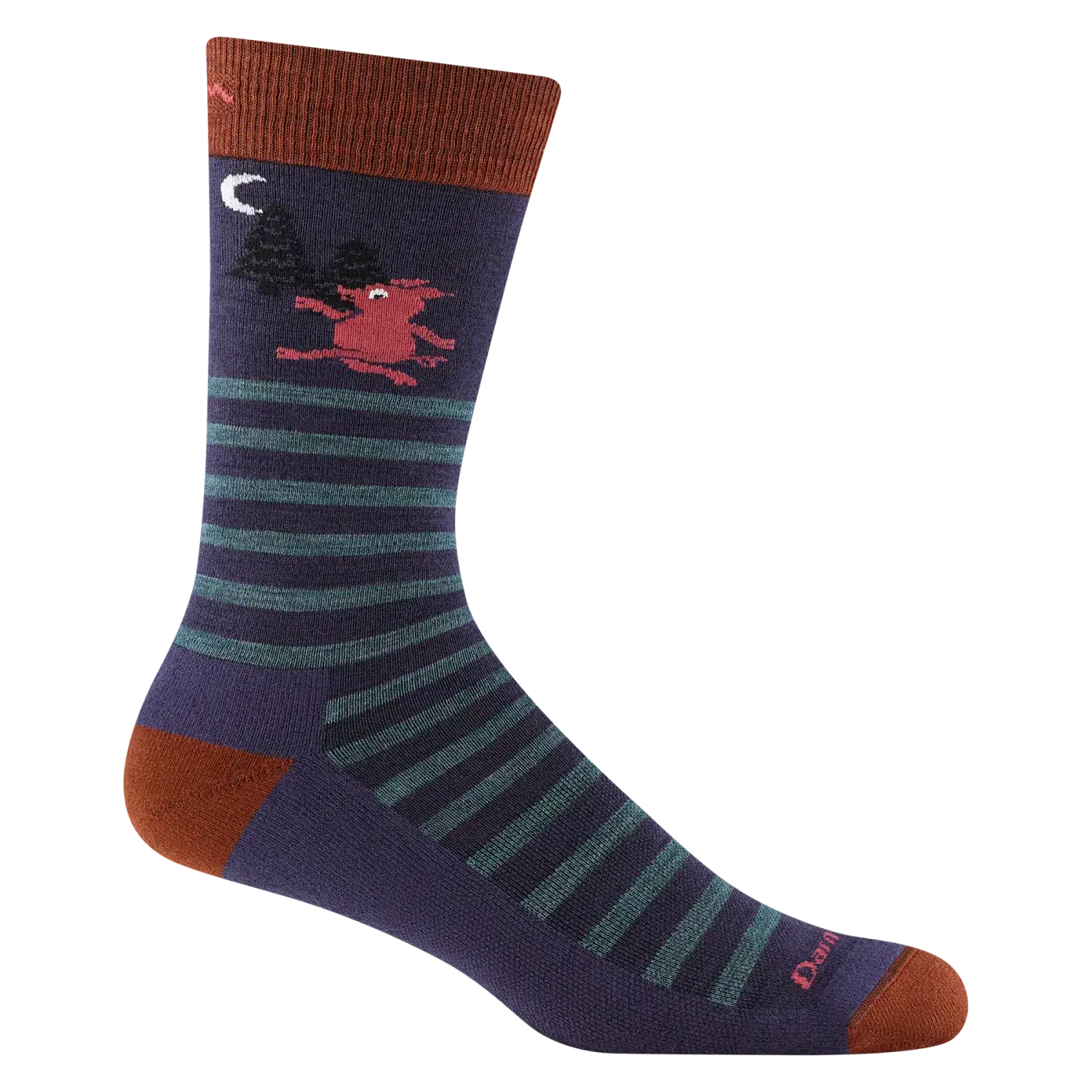 Darn Tough Men's Wild Life Crew Lightweight Lifestyle Merino Blend Sock in blackberry side view