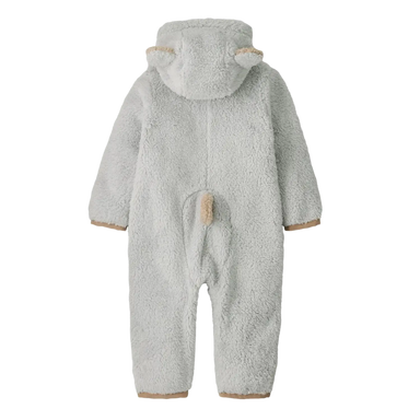 Patagonia Baby Furry Friends Fleece Bunting in crisp grey, back view