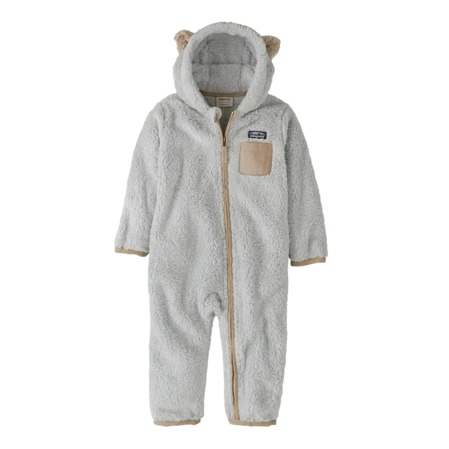 Patagonia Baby Furry Friends Fleece Bunting in crisp grey, front view
