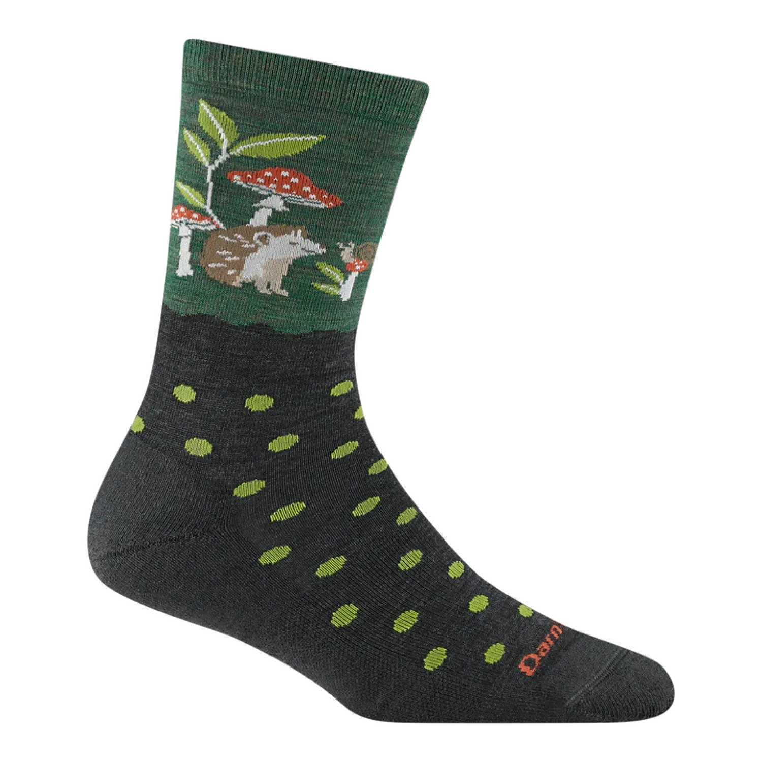 Darn Tough Women's Wild Life Crew Lightweight Lifestyle Sock in hedgehog moss