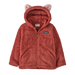 Patagonia Baby Furry Friends Fleece Hoody in potters red, flat front view