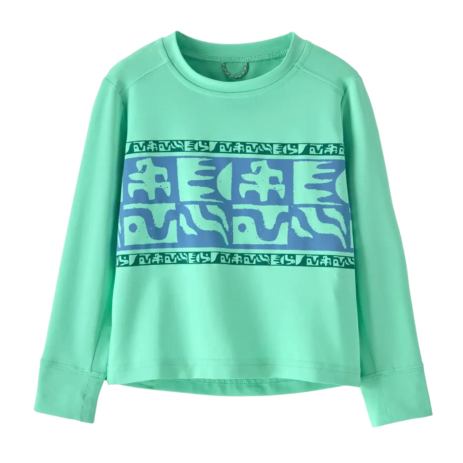 Patagonia Baby Long-Sleeved Capilene® Silkweight T-Shirt in mother ray's band & early teal, front view