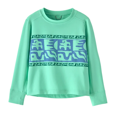 Patagonia Baby Long-Sleeved Capilene® Silkweight T-Shirt in mother ray's band & early teal, front view