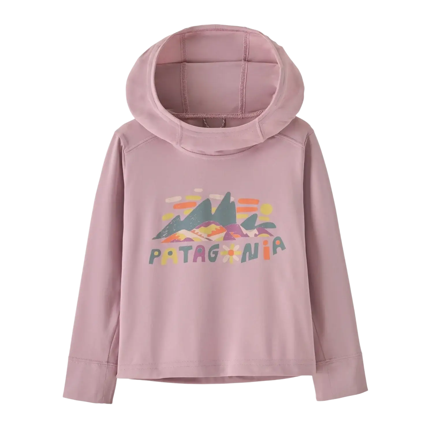 Patagonia Baby Capilene® Silkweight Hoody in fitz roy superbloom & quiet violet, front view