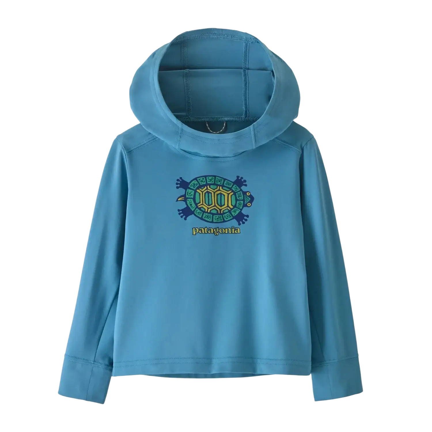 Patagonia Baby Capilene® Silkweight Hoody in island turtle & shore blue, front view