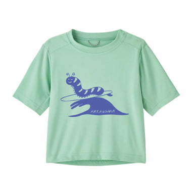 Patagonia Baby Capilene® Silkweight T-Shirt in chiller caterpillar & rinsed green, flat front