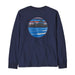 Patagonia Kid's Skyline Stencil Long-Sleeve T-Shirt in new navy, back view