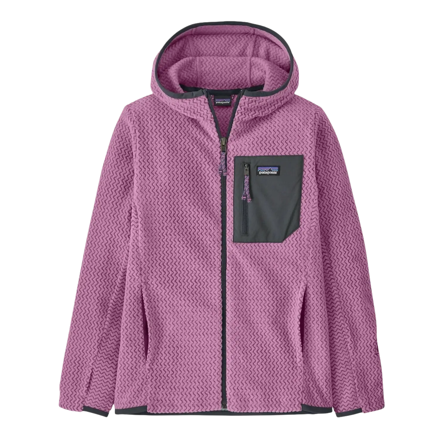 Patagonia Kids' R1® Air Full-Zip Hoody in brisk purple, flat front view