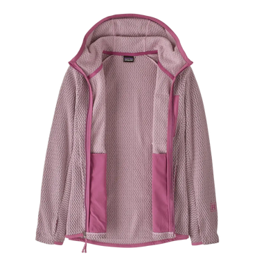 Patagonia Kids' R1® Air Full-Zip Hoody in quiet violet, front unzipped view