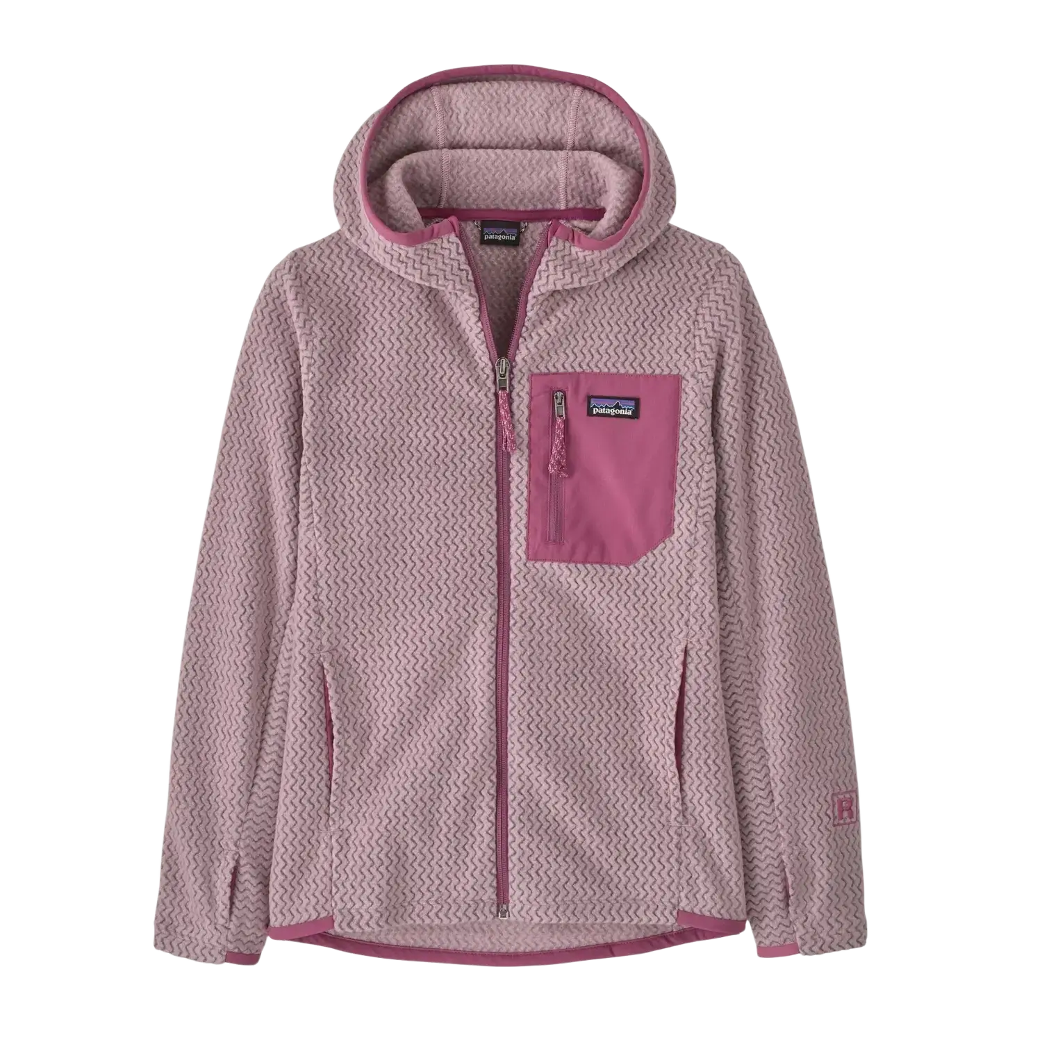 Patagonia Kids' R1® Air Full-Zip Hoody in quiet violet, front view