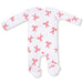 Angel Dear Baby 2 Way Zipper Footie in candy canes, flat back view