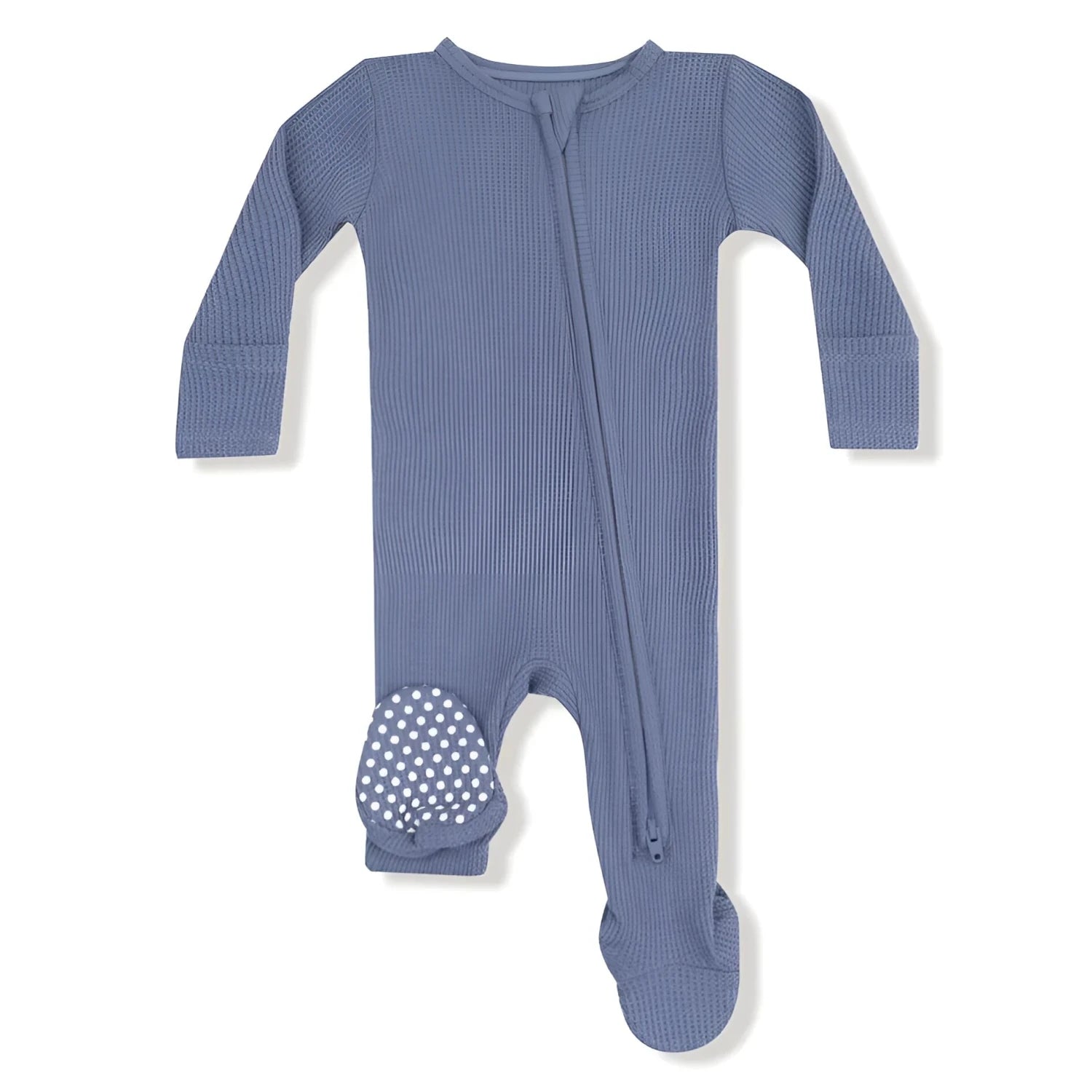 Angel Dear Baby 2 Way Zipper Footie in wild wind, flat front view