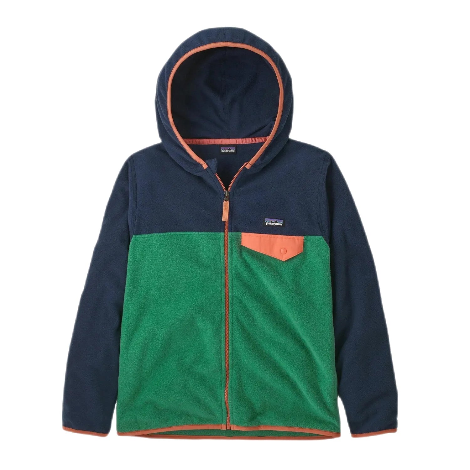 Patagonia Kids' Micro D® Snap-T® Fleece Jacket in gather green, flat front