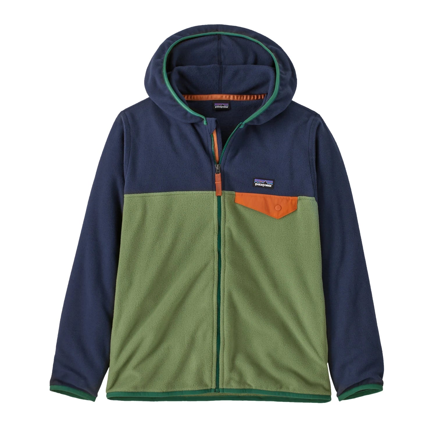 Patagonia Kids' Micro D® Snap-T® Fleece Jacket in terrain green, flat front