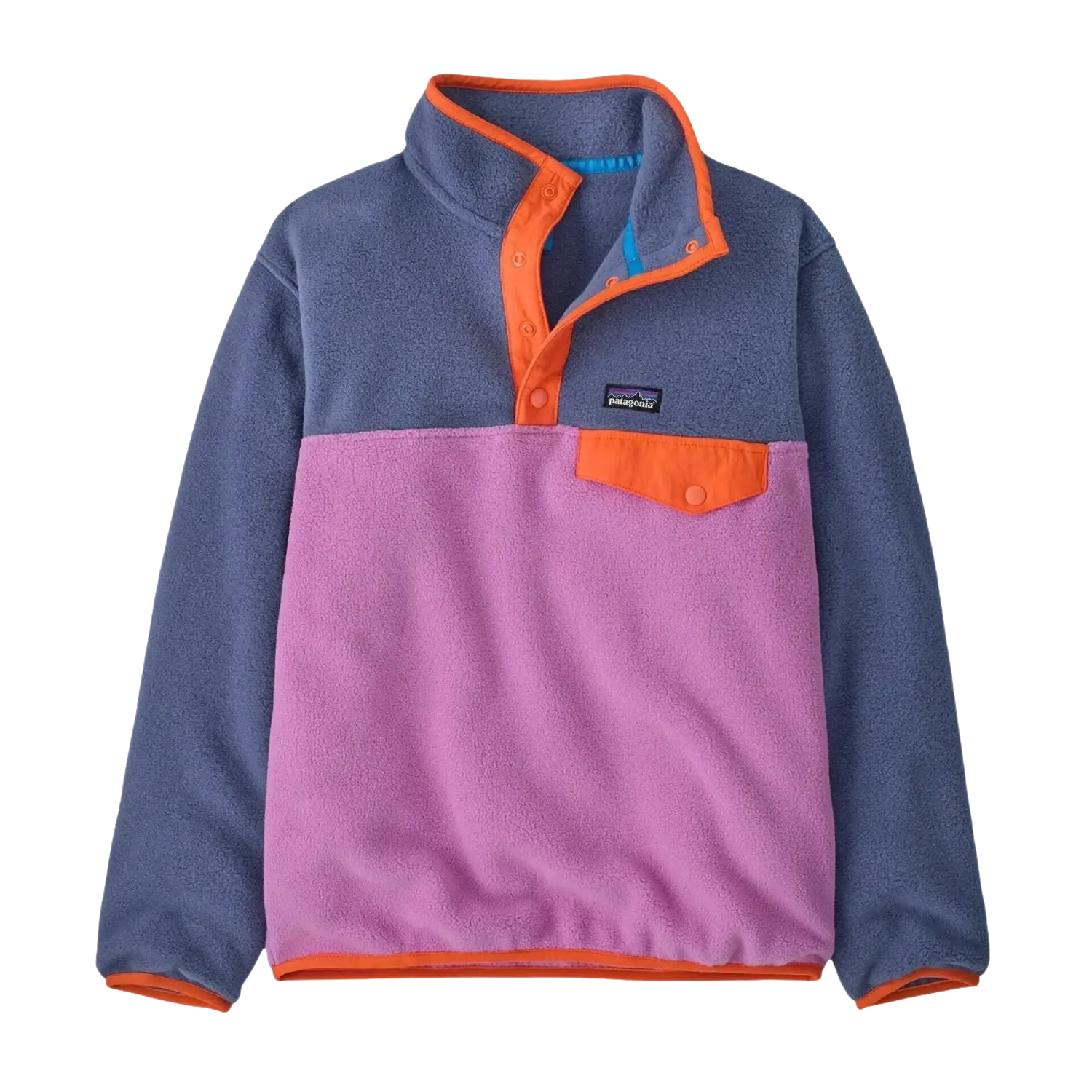 Patagonia Kid's Lightweight Synchilla® Snap-T® Fleece Pullover in brisk purple, front view