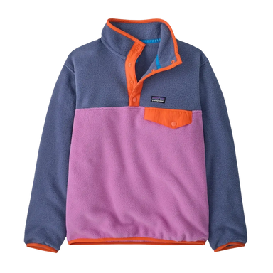 Patagonia Kid's Lightweight Synchilla® Snap-T® Fleece Pullover in brisk purple, front view
